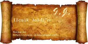 Ilcsik Jolán névjegykártya